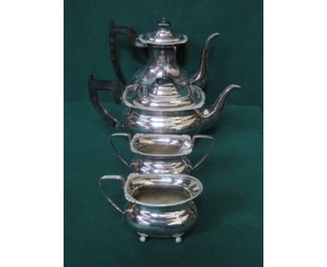 VINERS FOUR PIECE SILVER PLATED TEA SET WITH SUGAR TONGS 