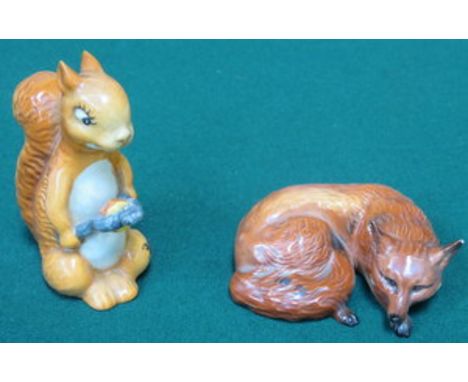 BESWICK GLAZED CERAMIC SQUIRREL, No.1009. ALSO BESWICK FOX (AT FAULT), No.1017