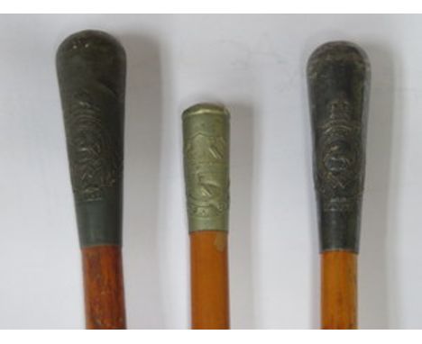 TWO THE KINGS REGIMENTS SWAGGER STICKS AND ANOTHER SWAGGER STICK REPTON CCS 