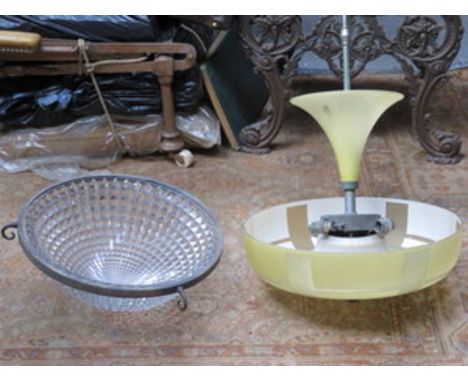 ART DECO STYLE GLASS LIGHT FITTING AND ANOTHER EARLIER GLASS LIGHT FITTING 
