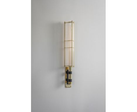 { Option of lots:  1070, 1071, 1072, 1073 } Bert Frank ARBOR WALL LIGHT clear acrylic rods and chromed, machined solid brass 