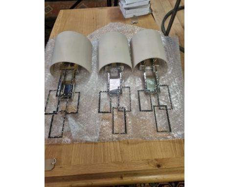 A Set Of 4 X Wall Sconce Hand Forged With Elegant Silver Rectangle Adornments  based on the Portaromana design W 210mm X H 65