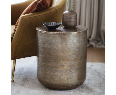 Ashta Side Table Will Offer A Perfect Piece In Your Living Space. The Sleek Side Table Has A Unique Hand Beaten Texture To Ad