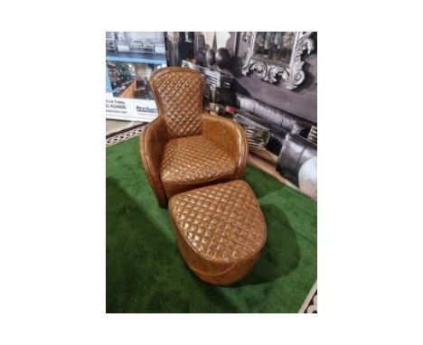 Saddle Chair In Vintage Leather Cigar Complete With Footstool Inspired By The Heritage Of Equestrian Pursuit, The Saddle Chai