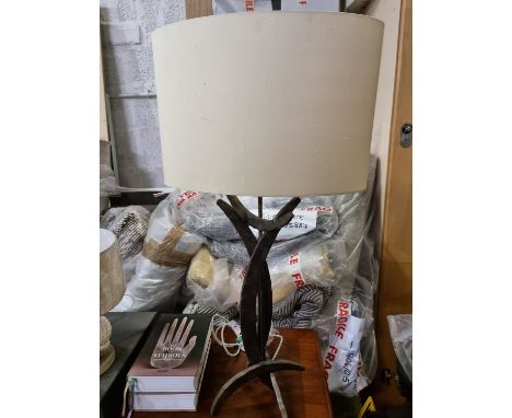 Porta Romana - SLB44, Forged Miro Lamp  A Beautiful Hammered Metal Table Lamp With Shade 44cm X 28cm X84cm (SR205) Ex Showroo