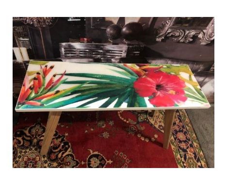 Tropical Console Table Vibrant Floral Pattern Console Table Functional Piece With A Unique Vibrant Pattern W 1200mm D 400mm H