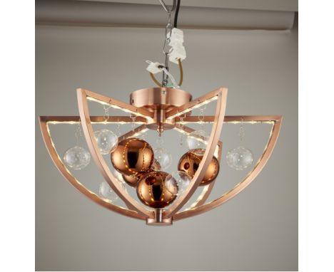 { Option of lots:  1087, 1088 } Endon Muni-Co-F Muni Flush Ceiling Light In Copper With Clear And Copper Glass ENDON-MUNI-CO-