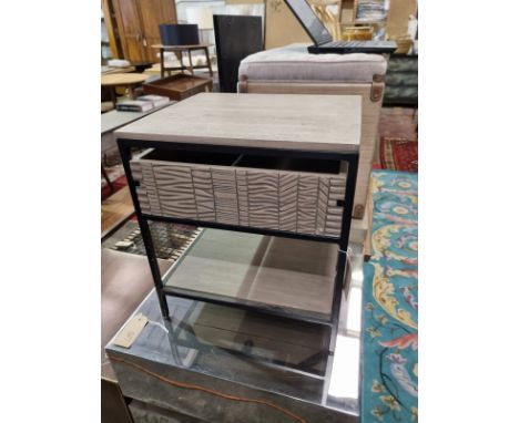 Aztek Side Table With One Drawer And Undershelf Acacia Wood And Metal W 450mm D 400mm H 500mm SR104 Ex Display Showroom Item