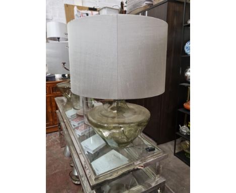 Heathfield and Co Lighting Hand Blown Green Glass Table Lamp With Grey Fleck Shade Diameter 480mm H 660mm SR145 Ex Display Sh