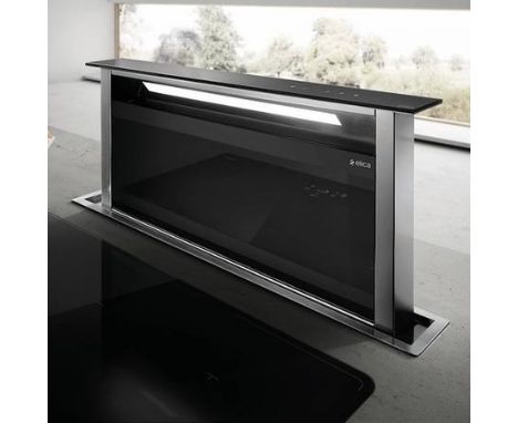 Elica Adagio GME BL/A/90 - Downdraft Extractor Stainless Steel and Glass Black Features Touch Control 3V + I Neon lighting 1x