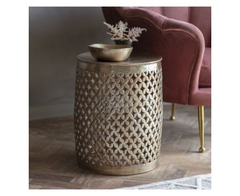 Khalasar Side Table Is Designed With Intricate Fretwork. This Side Table Is A Practical Piece For Any Room And Can Be Used In