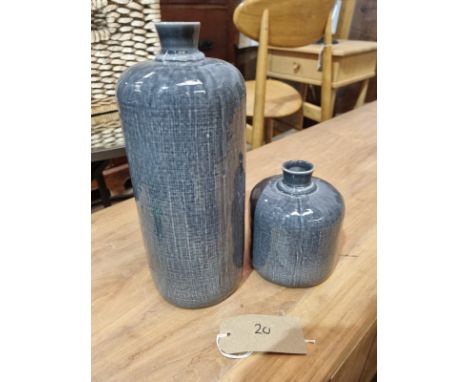A Set Of 2 X Decorative Ceramic Grey Vases SR20 Ex Display Showroom Item