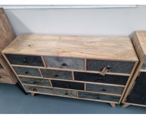 Natural Wood And Slate Multi Drawer Cabinet With Slate Drawer Fronts A Lovely 11 Drawer Unit With A Retro Feel Coupled With A