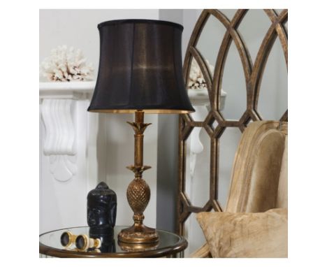 { Option of lots:  618, 619 } Martino Antique Gold With Fluted Black Table Lamp Beautifully Decorative Antique Gold Base With