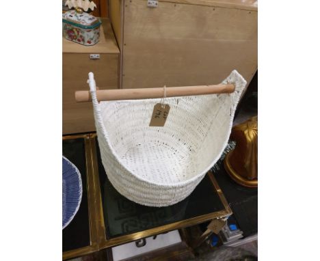 A White Handled Basket Planter 40 X 47 X 42cm ( SR196) Ex Showroom Display
