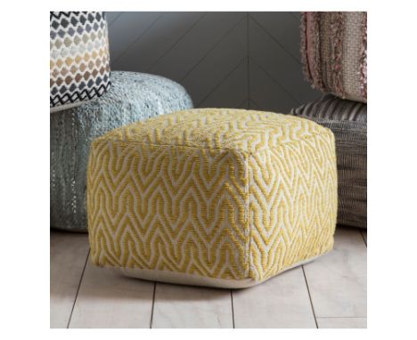 { Option of lots:  408, 409 } Stromstad Pouffe Ochre Practical And Stylish, This All Over Geometric Pouffe Features A Bold Oc