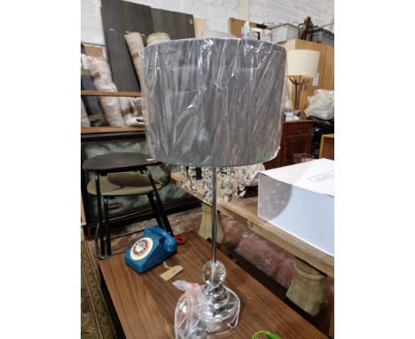 Naples Chrome Table Lamp Decorative Glass Crystal Droplet Contemporary Polished Chrome Large Table Lamp With A Classic Shaped