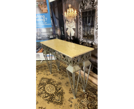 Paris Console Table With Marble Top On A Silver Base With Tapering Legs W 1200mm D 450mm H 890mm SR185 Ex Display Showroom It