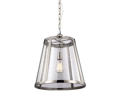 { Option of lots:  1089, 1090 } Harrow Medium Pendant 100cm Light in Polished Nickel This Elstead Harrow Medium Pendant combi