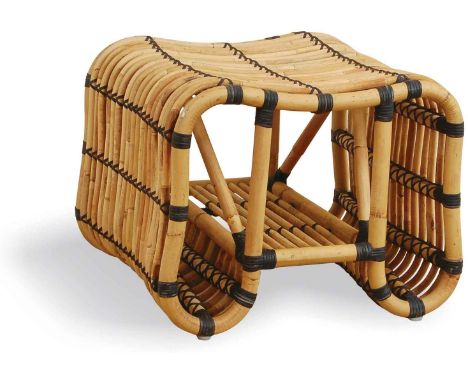 Rattan Classic Footstool With Black Binding The Comfortable Rattan Classic Footstool With Black Binding Offers Excellent Supp