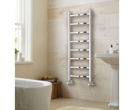 { Option of lots:  281, 282, 283 } Abacus Cala Designer Stainless Steel Vertical Towel Rail – Polished Stainless Steel 1225mm