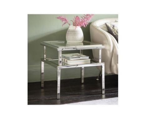 { Option of lots:  43, 44 } Salerno Side Table Silver  This Two Storey Salerno Side Table Oozes Class And Sophistication With