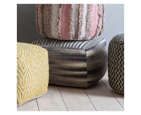 { Option of lots:  399, 400, 401 } Tivoli Pouffe Grey On-Trend Monochrome Pouffe With All Over Ombre Effect Beautifully Detai