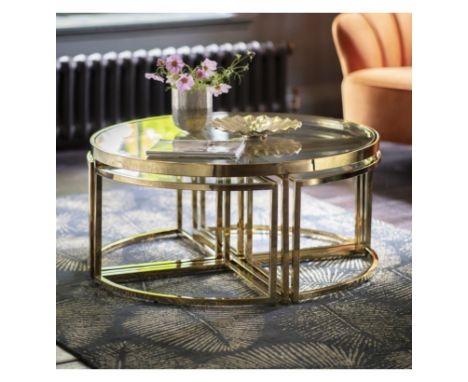 Moresco Coffee Table Gold 950x950x450mm Modern And Eye Catching This Range Features A Unique Nesting Design W950 X D950 X H45