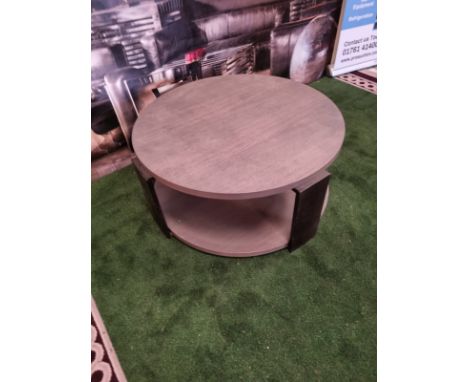 Talbot Rustic Grey Wash Wood Round Round Coffee Table  Tier Grey Wooden Round Coffee Table With Black Wooden Legs D 900mm H 4