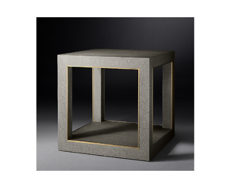 Cela Green Shagreen Square Side Table Crafted Of Shagreen-Embossed Leather With The Texture Pattern And Distinctive Spine Det