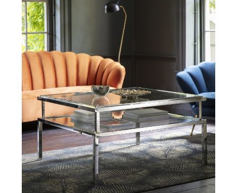 Salerno Coffee Table Silver Contemporary Steel And Glass Collection, Perfect For Adding The Finishing Touch To Your Living Sp