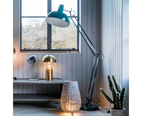 { Option of lots:  626, 627 } Watson Floor Lamp Teal Stylish Floor Lamp With An Industrial Style In A Teal Finish. This Floor