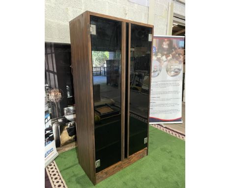 Noir Walnut Two Door Smoked Tempered Glass Display Cabinet Internally Fitted With Shelves 100 X 50 X 210cm SR166 Ex Display S