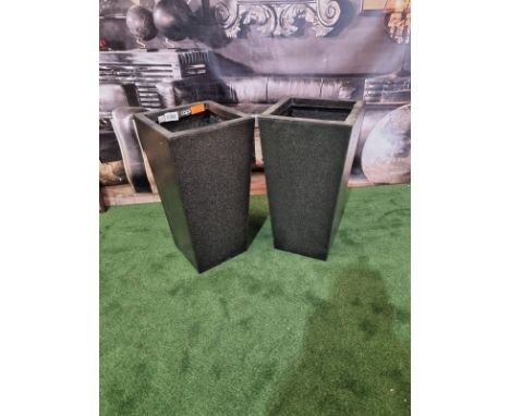 A Set Of 2 X  Poly Resin Tapered Planter In Black H600mm SR90 Ex Display Showroom Item