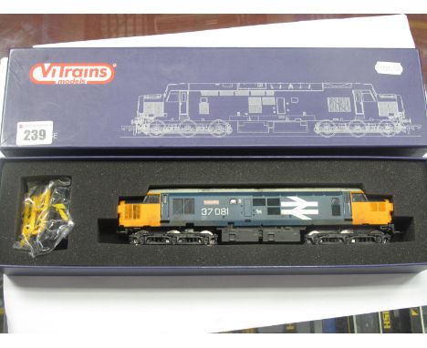 A V Trains (Italian) "OO"Gauge/4mm Ref V000IL Class 37 Co Co Diesel Locomotive, BR blue "Loch Long" R/No 37081, weathered fin