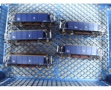 Five Hornby (China) "OO" Gauge/4mm Unboxed YGB "Sea Cow" Bogie Ballast Hopper Wagons, good but small parts missing.