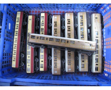 Eight Hornby 'OO' Gauge/4mm Unboxed Coaches, five Gresley L.N.E.R Teak, R/No's 4237 (2), 22357 (3). Plus three BR crimson/cre