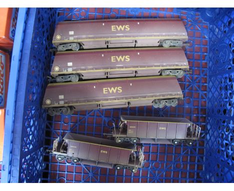Three Bachmann (China) "OO" Gauge/4mm Unboxed 102T H.T.A Bulk Coal "E.W.S" Hoppers, unboxed, very good - plus two Hornby (Chi