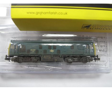 Graham Farish 'N' Gauge Ref 371-088 Class 25 Bo-Bo Diesel Locomotive, BR blue (weathered) R/No. 25231, good cased condition.