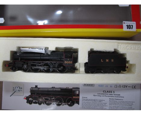 Hornby ''OO'' Gauge/4mm Ref R2257 Class 5P5F 4-6-0 Steam Locomotive and Six Wheel Tender, LMS black R/No. 5055. Very good plu