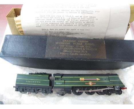 A Graham Farish "OO" Gauge/4mm 4-6-2 Merchant Navy Class Steam Locomotive and Six Wheel Tender, Southern Green "Port Line" R/