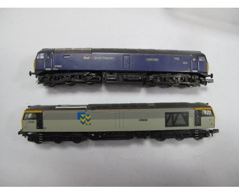 Two Bachmann 'N' Gauge Diesel Locomotives, unboxed, Class 57 Co-Co, first Great Western R/No. 57605 "Totnes Castle - plus Cla