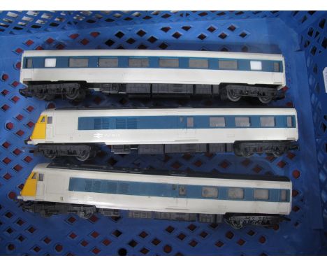 Tri-ang "OO" Gauge/4mm Three Car "Pullman" DMU, BR blue, grey with yellow front. low R/No. W60095, unboxed, fair.