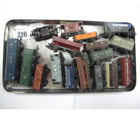 Seventeen 'N' Gauge Uncased Items of Rolling Stock, by Grafar, Bachmann, etc - brake vans, open wagons, box vans - Dapol BR b