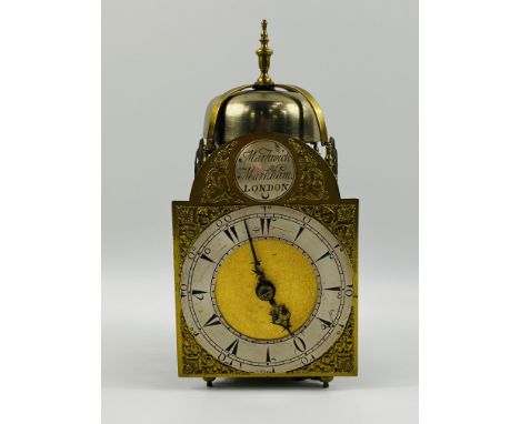 19th century Markwick Markham brass lantern wall clock with steel chapter ring, 31cm high. Estimate £250-300.From the Estate 