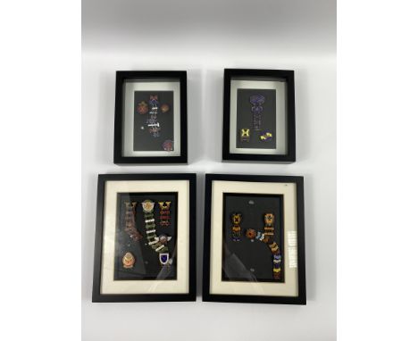 Four framed and glazed sets of enamel speedway supporters club badges to include West Ham and New Cross. Estimate £20-40.From
