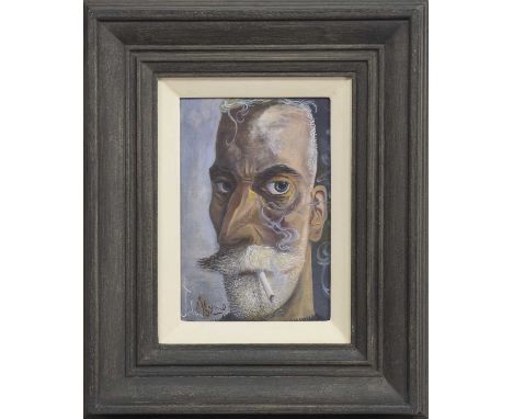 * JOHN BYRNE RSA (SCOTTISH b. 1940),SELF PORTRAITprint on paperimage size 20cm x 14cm, overall size 38cm x 32cm Framed and un