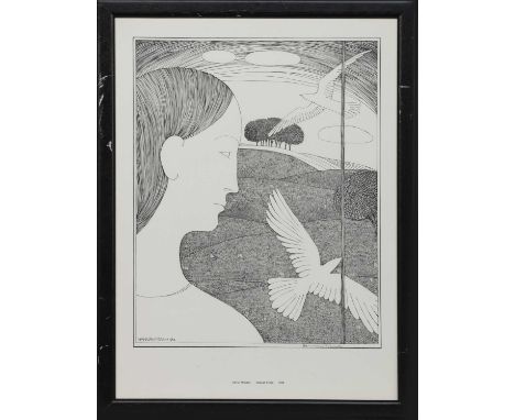 * HANNAH FRANK (SCOTTISH 1908 - 2008),GIRL AT WINDOWlithograph on paper, signed, titled and dated 1952image size 34cm x 27cm,