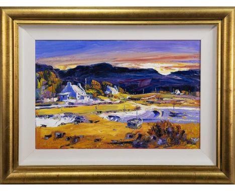 * JEAN FEENEY, EVENING, DERVAIG, MULLoil on canvas, signed, titled label versoimage size 41cm x 61cm, overall size 65cm x 85c