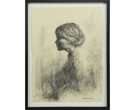 * ROAR KJAERNSTAD (NORWEGIAN b. 1975),PORTRAITcharcoal on paper, signed and dated '04image size 59cm x 44cm, overall size 68c